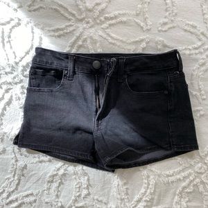 Distressed Black Shorts